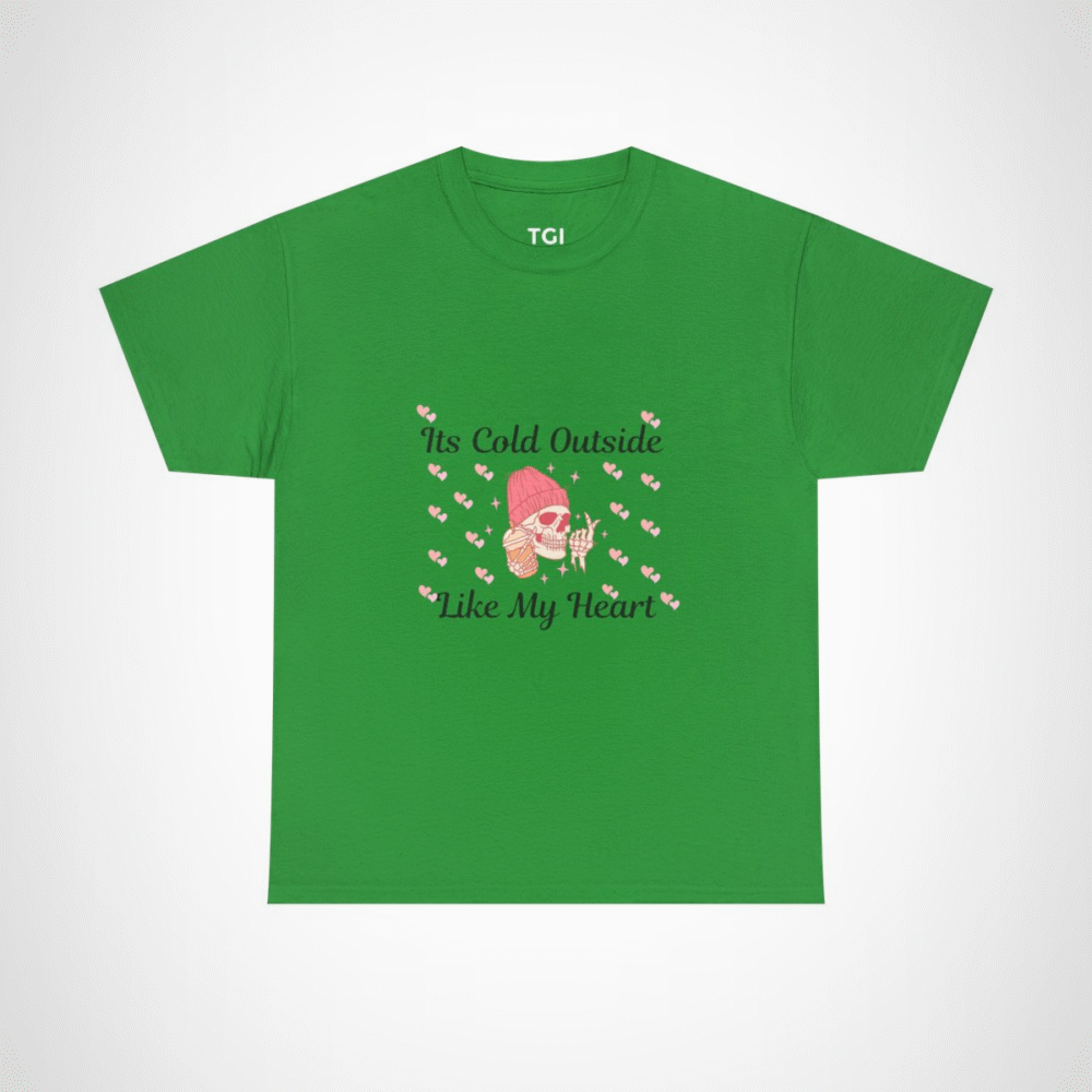 Edgy skull graphic tee with ice cream and beanie design Irish Green colour