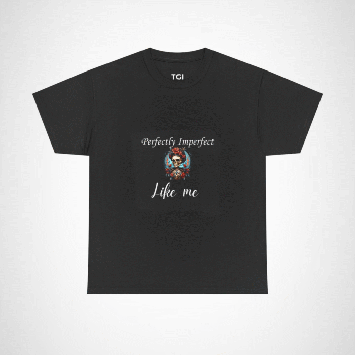 Perfectly Imperfect Skull T-Shirt featuring a skull adorned with roses Black colour