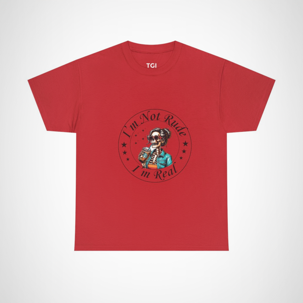 Chic skeleton t-shirt featuring skeleton with iced coffee Red colour