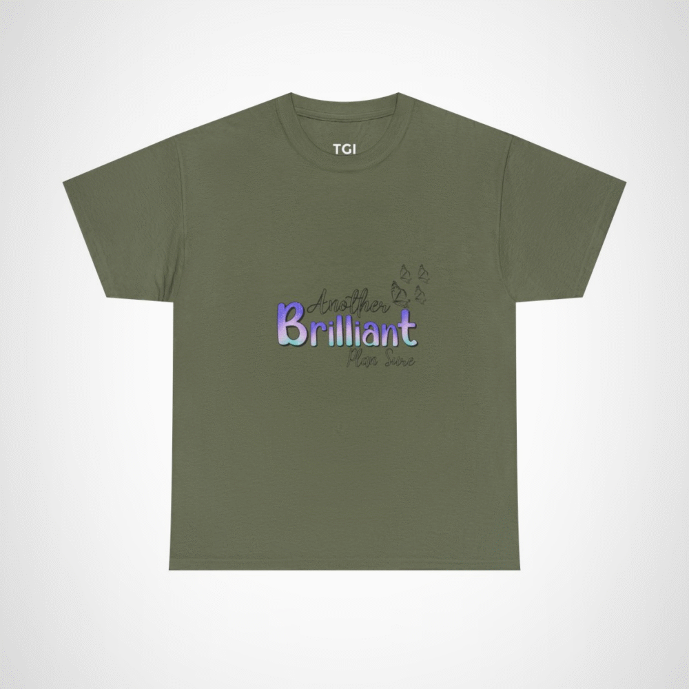 Brilliant Text T-Shirt with Shimmering Design Military Green colour