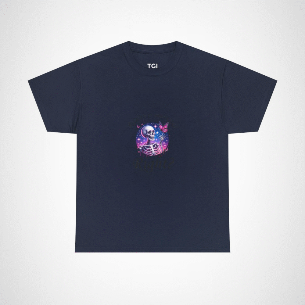 Cosmic Skeleton and Butterfly T-Shirt featuring unique art design Navy colour