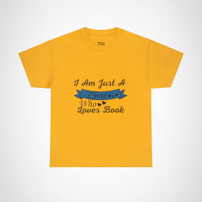 Chic 'Girl' banner t-shirt featuring blue script and star accents Gold colour