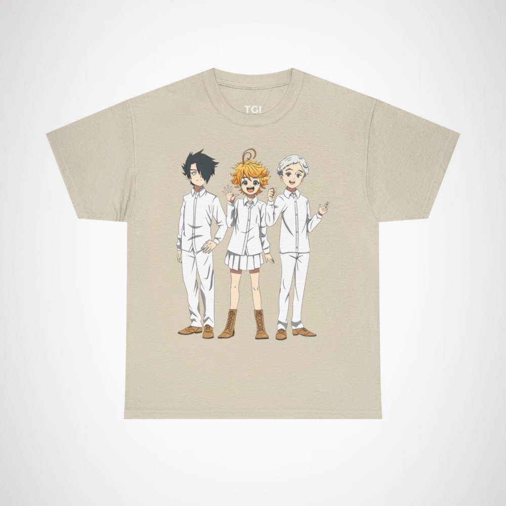 Cute Anime Trio T-Shirt designed for anime lovers Sand colour
