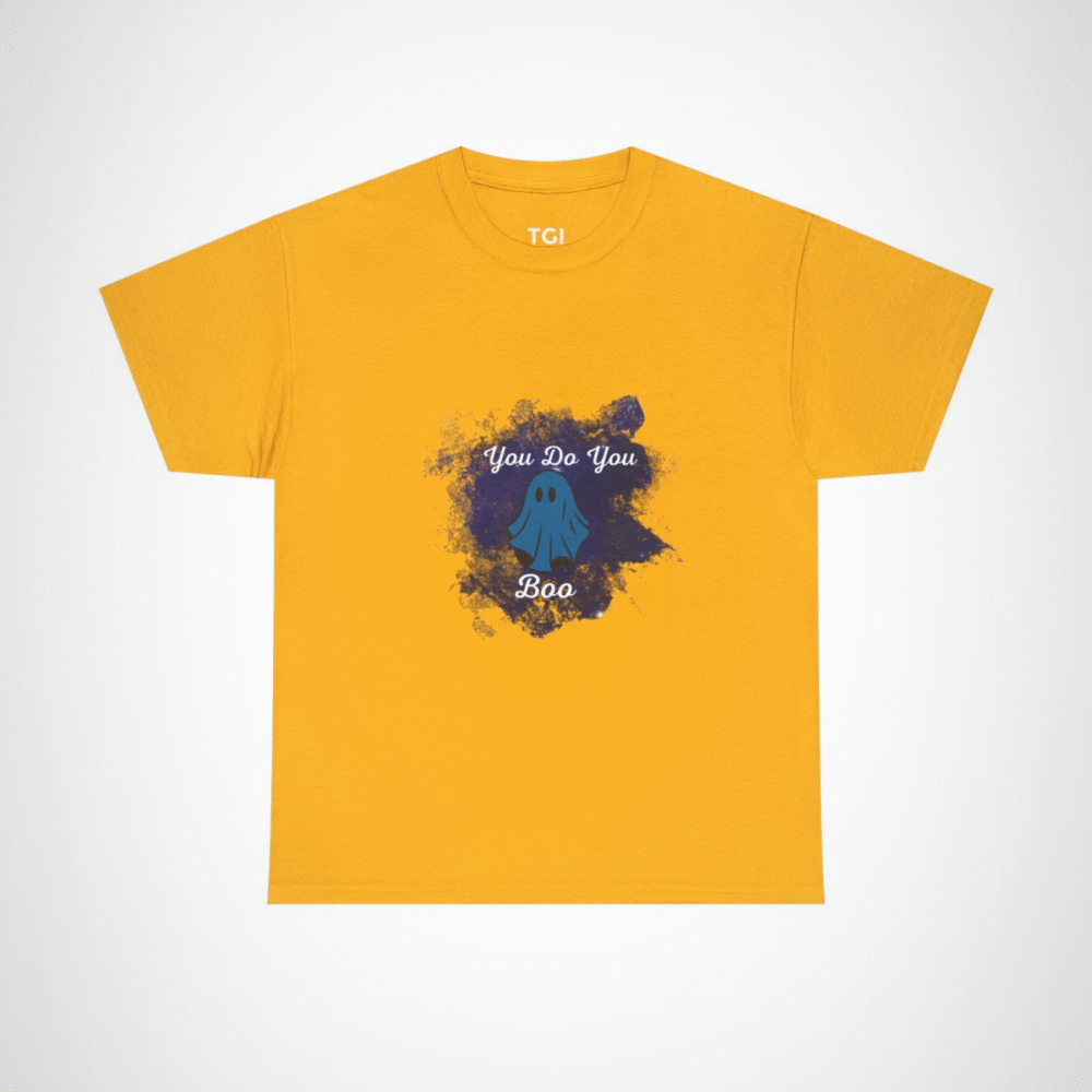 You Do You Boo ghost t-shirt with blue ghost design Gold colour
