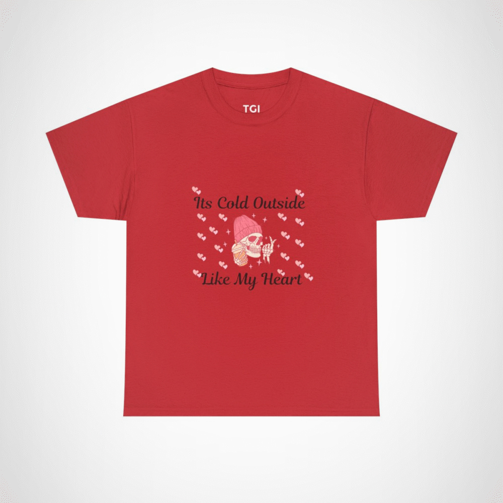 Edgy skull graphic tee with ice cream and beanie design Red colour